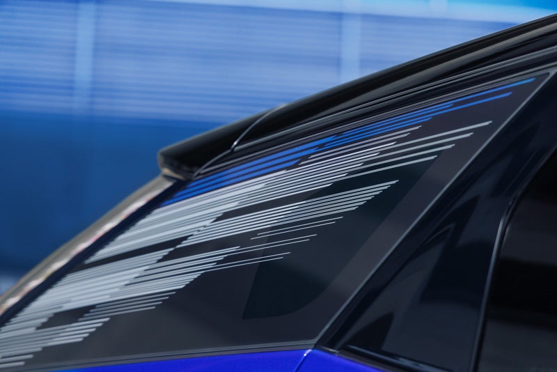 Close-up of the Modern Pattern on the 2026 OPTIQ-V Rear Quarter Glass | Fairfield Cadillac in LEWISBURG PA